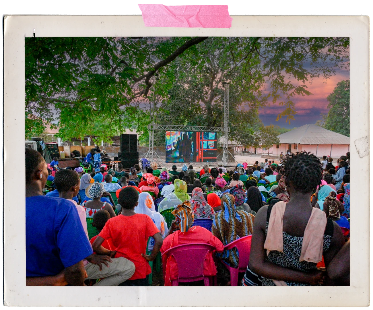 A film screening during the Born Perfect Caravans in Guinea-Bissau (2024)
