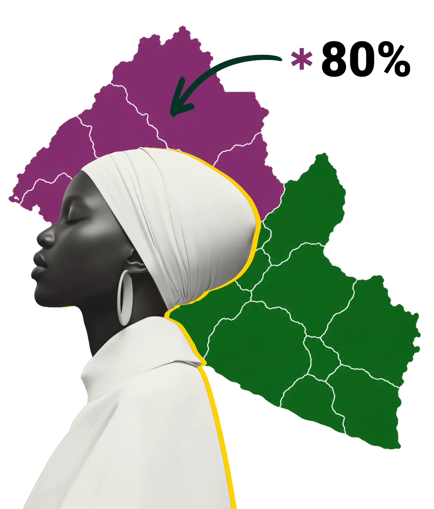Liberia map with woman